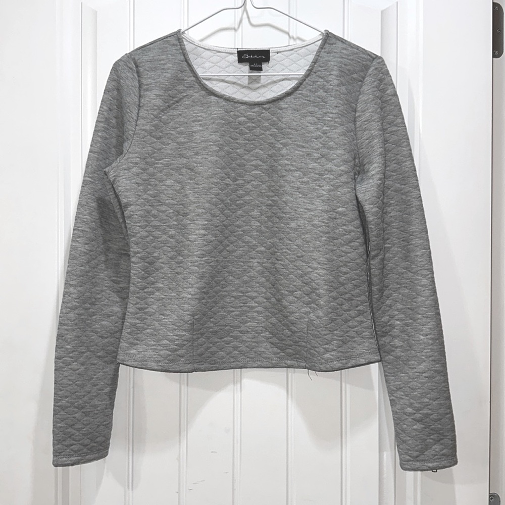 Gray Quilted long sleeve top